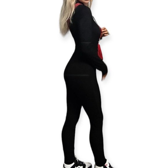 BNWT | CHICME Black Front Zip Up Ribbed Jumpsuit - Picture 7 of 14